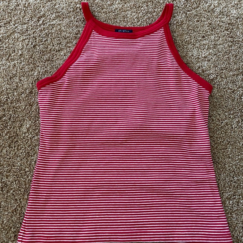 Red and White Striped Tank Top